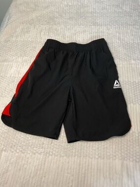 Reebok Black Athletic Shorts with Red Side Accents